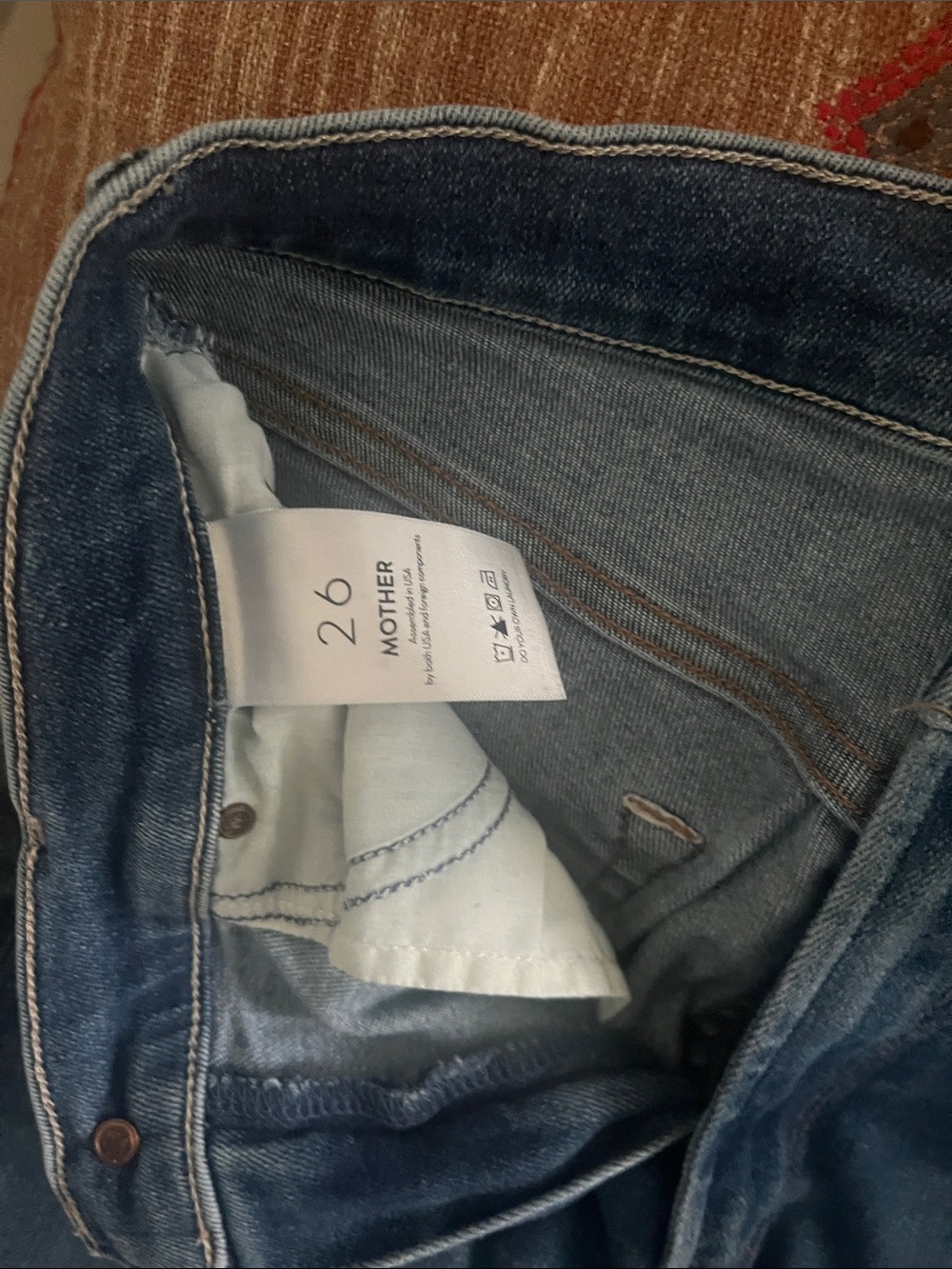 MOTHER Straight Leg Blue Denim Jeans - Picture 5 of 7
